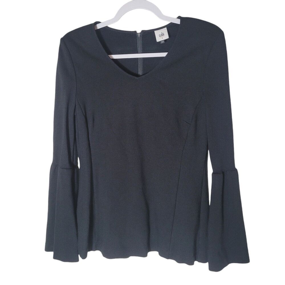 Cabi It's a Party Bell Sleeve Top Womens Size Small Black Fairy Goth Dark Whimsy
